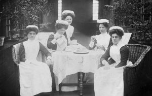 Taking in tea, female nursing staff 1908.